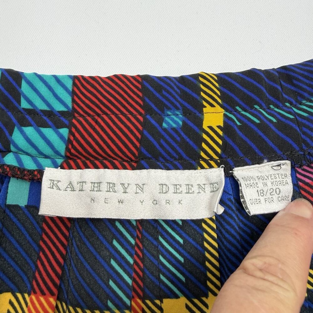 Vintage Kathryn Deene Plaid Midi Skirt Size 18/20 Colorful Pleated USA Style - Picture 4 of 9